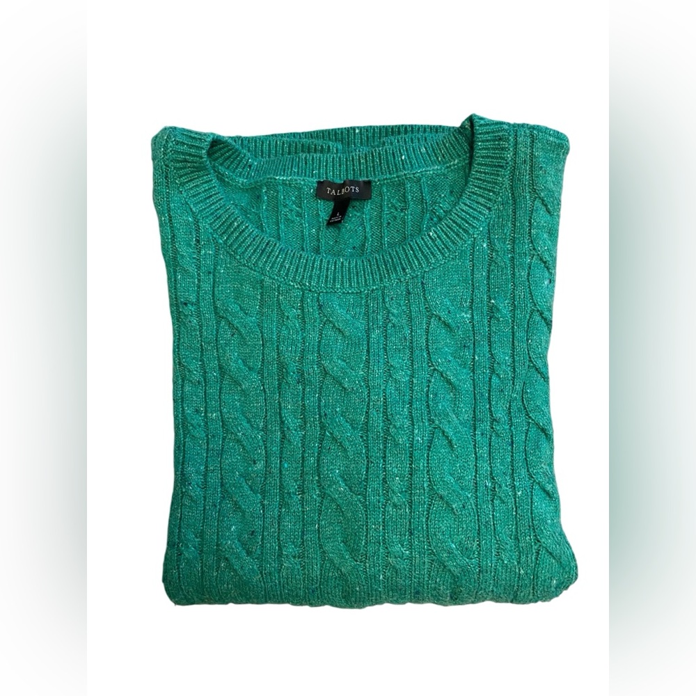 Talbots Green Cable Knit Sweater